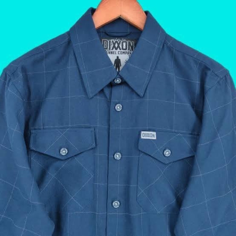 Dixxon Flannel Company The Myers Blue Grid D-Tech Long Sleeve Button Down Mens M